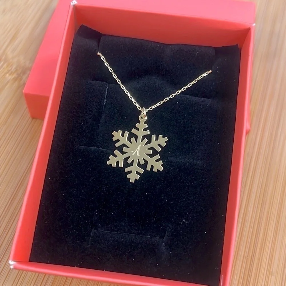 Brand New 14K Gold Plated Sterling Silver Snowflake Monogram 